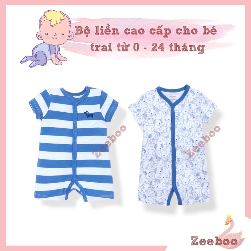 Body đùi cộc tay Cotton xuất dư cho bé trai từ 3 - 12 tháng, bộ liền thân chất vải mềm mịn thấm hút ,Quần áo trẻ em