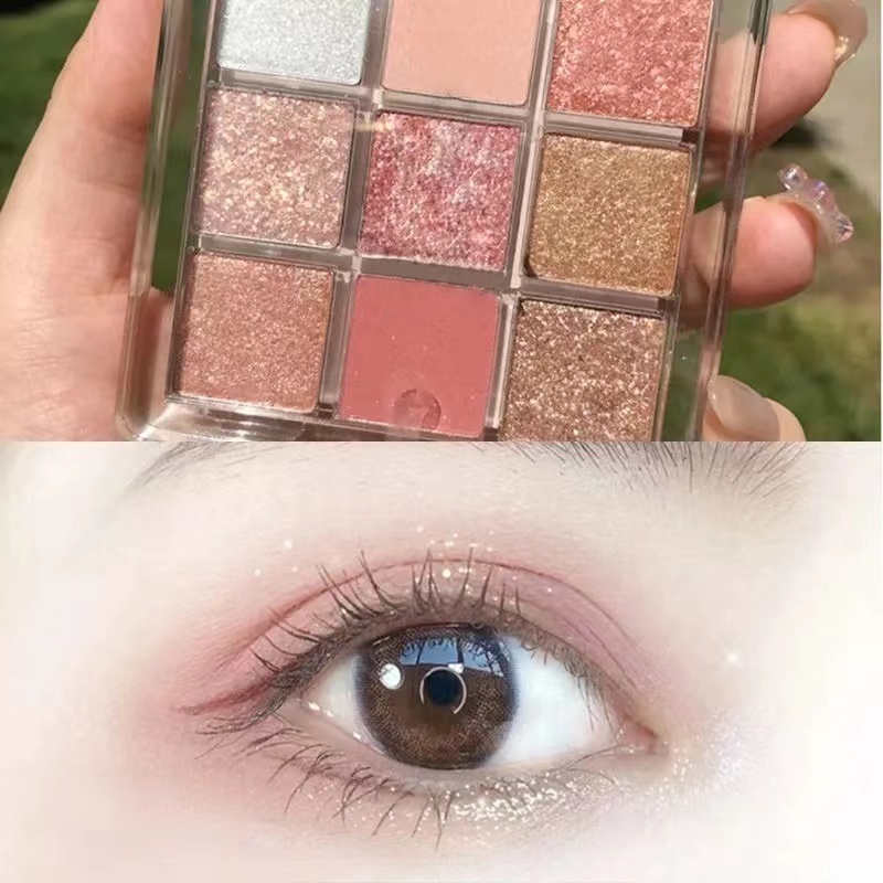 Bảng Phấn Mắt DIKALU Crispy Rice Chín Màu Tông Lì Và Kim Tuyến