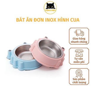 Bát ăn đơn inox hình cua cho chó mèo