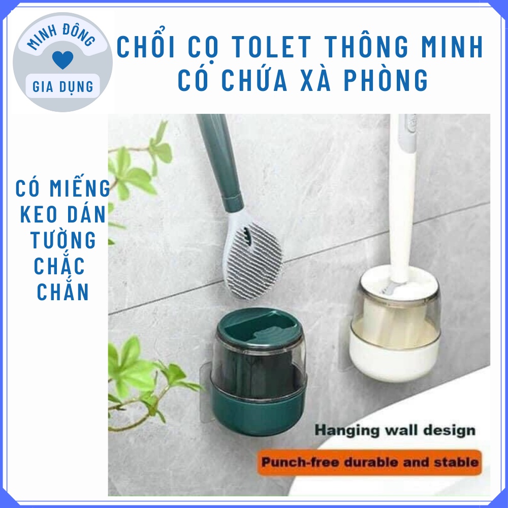 Chổi cọ toilet nhà vệ sinh thông minh - Cây Cọ Toilet Bồn Cầu Bằng SiliCon Có Giá Đựng Dán Tường.