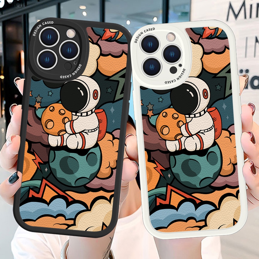 IPhone 11 Pro MAX SE 2020 X XS XR 6 6S 7 8 Plus 2022 Compatible Cho Ốp lưng điện thoại In Hình Lambskin NASA Astronaut