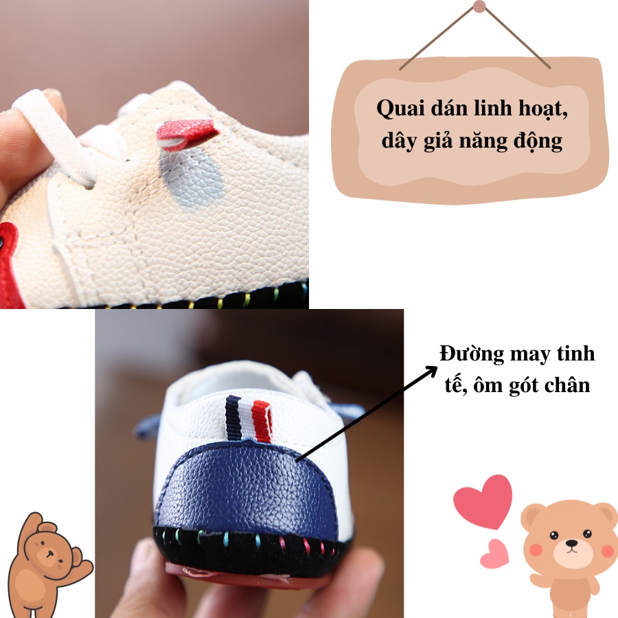 Giày tập đi cho bé trai da mềm Bunny Store, giày bé trai phù hợp cho bé sơ sinh từ 6 tháng đến 1 tuổi đế mềm GTD14