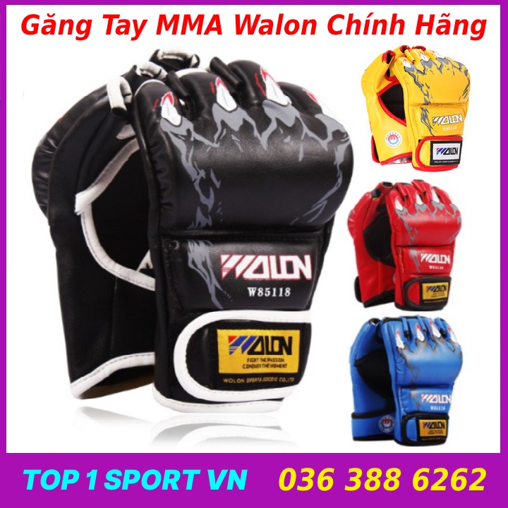 Combo Đích Đấm Boxing - Đích Đỡ Bàn Tay Võ Thuật Walon + Găng Đấm Hở Ngón MMA Walon Chính Hãng