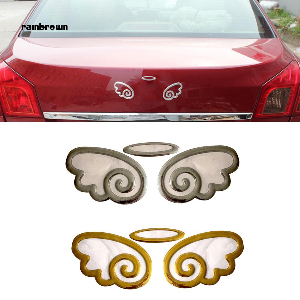 Đề cán dán trang trí xe hơi hình đôi cánh và vòng thiên thần 3D kích thước 16x6cm