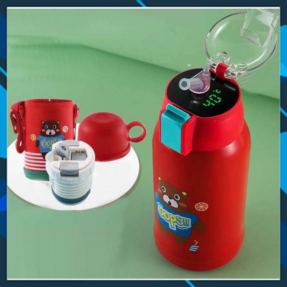 Bình giữ nhiệt trẻ em inox 304 cao cấp dung tích 500ml có ống hút, túi đựng