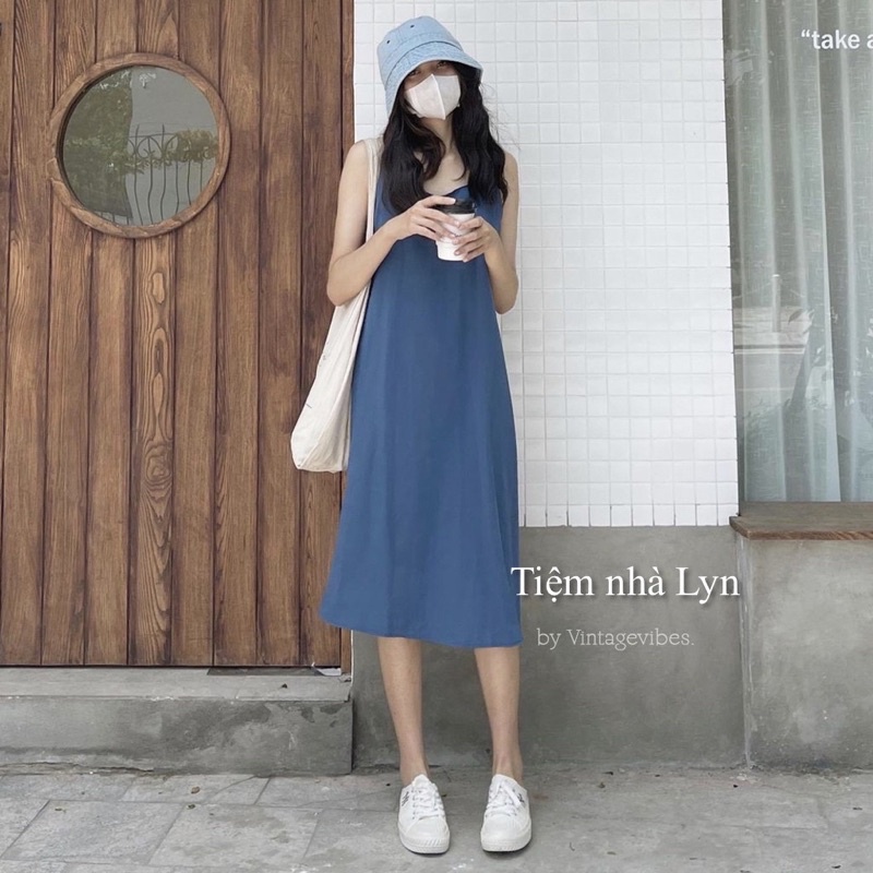 Váy suông 2 dây đan chéo vintage