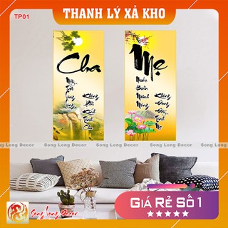 Bộ 2 Bức Tranh dán tường 3d Cha Mẹ - TP1 -Tranh 3D Thư Pháp  - Giấy dán tường 3d - Song Long Decor