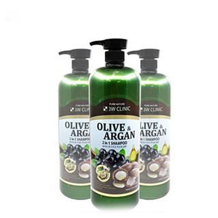 Dầu gội Olive &amp; Argan 2 trong 1 bảo vệ và phục hổi tóc 3W CLINIC OLIVE&amp;ARGAN 2 IN 1 SHAMPOO 1500ml - Hàn Quốc Chính Hãng