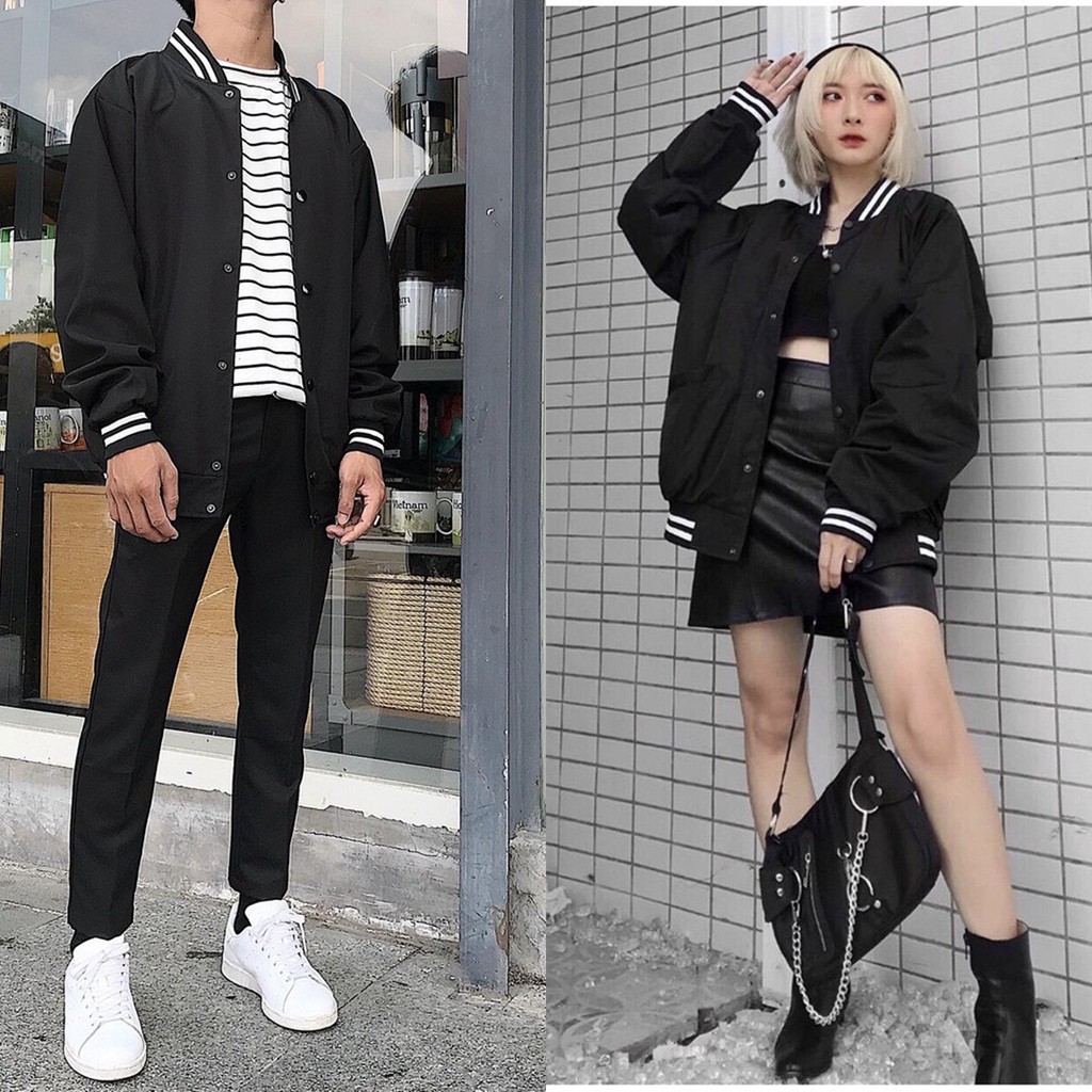 Áo khoác dù bomber trơn unisex