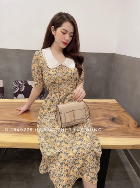 Váy hoa nhí cổ trắng chun eo | BigBuy360 - bigbuy360.vn