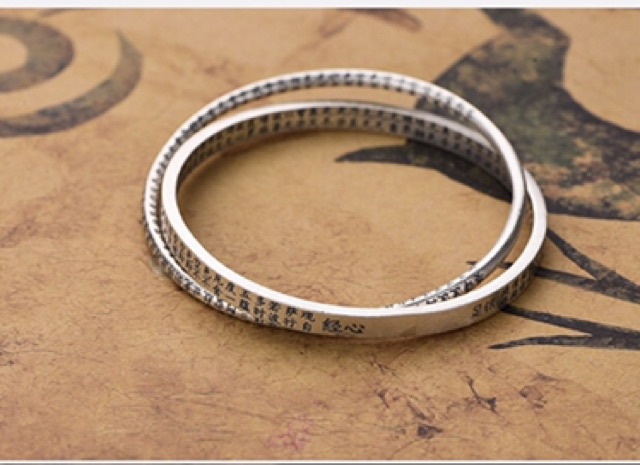 Vòng tay Bạc S999 Khắc Bát Nhã Tâm Kinh Phật Giáo - VT259