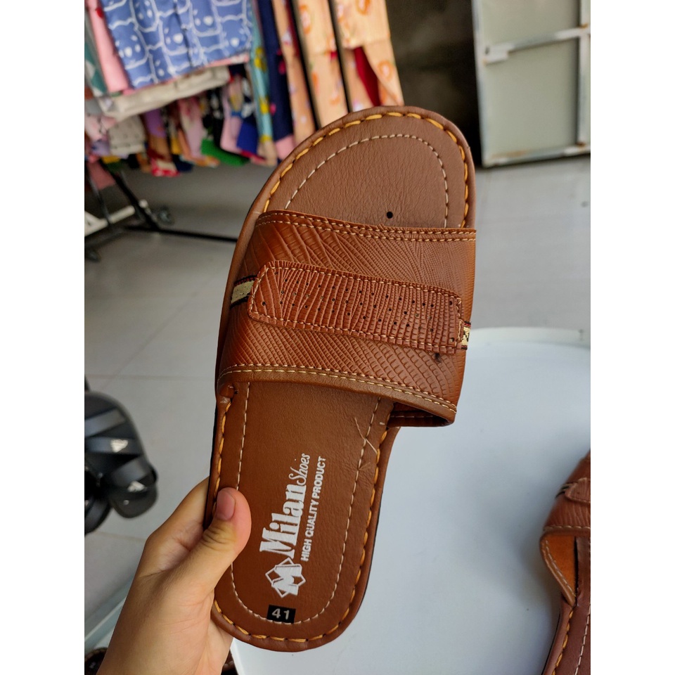 (XẢ KHO)Dép Quai Ngang Da Nam Cao Cấp Mẫu Mới Siêu Đẹp Hồng Thạnh