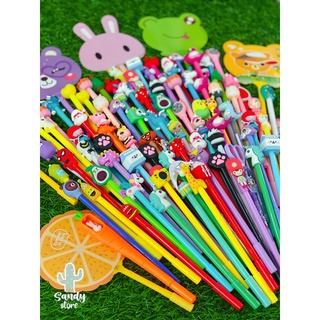 [Bút cute các mẫu] Combo 100 Bút Mix Hoạt Hình - Mực Xanh
