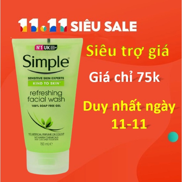 Sữa rửa mặt simple - 150ml Bill 4 date 2023 mới nhất - Chính Hãng