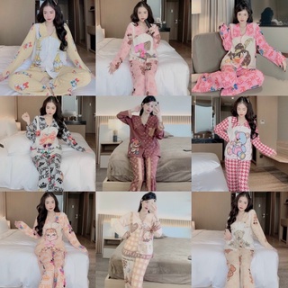 Đồ Bộ Pijama Lụa Hình Cổ Nhọn Tay Dài