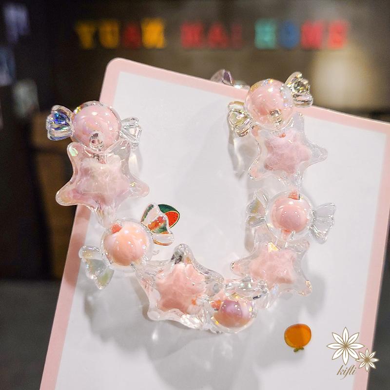 【kifli】Dây Cột Tóc Cao Su Co Giãn Tốt Họa Tiết Hoạt Hình Ngôi Sao Thời Trang 2022 Cho Nữ