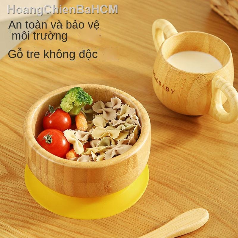 An toàn và thân thiện với môi trường, cách nhiệt chống trơn trượt, bát đĩa trẻ em bằng gỗ tre không độc hại