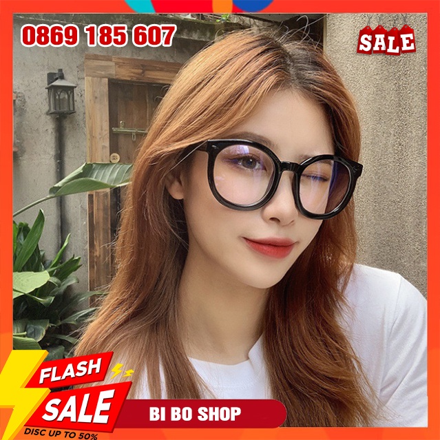 Mắt Kính Nữ Dạng Tròn Giả Cận Nam Nữ Hợp Thời Trang, Thiết Kế Dáng Mắt Tròn To Phong Cách Siêu Cute