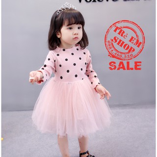 Đầm voan xoè chấm bi bé gái bốn mùa