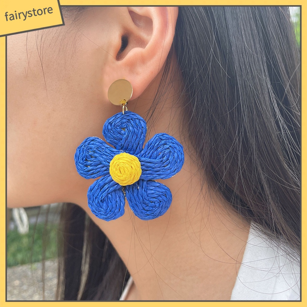 1 Đôi Bông Tai Hình Hoa Màu Sắc Tươi Sáng Phong Cách Kỳ Nghỉ Cho Nữ