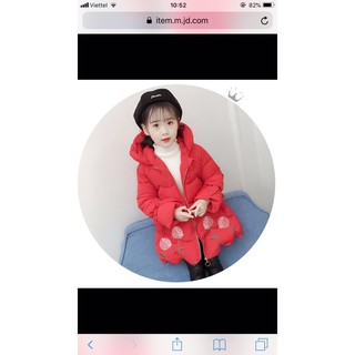 áo khoác phao dáng dài cho bé gái 18-32kg