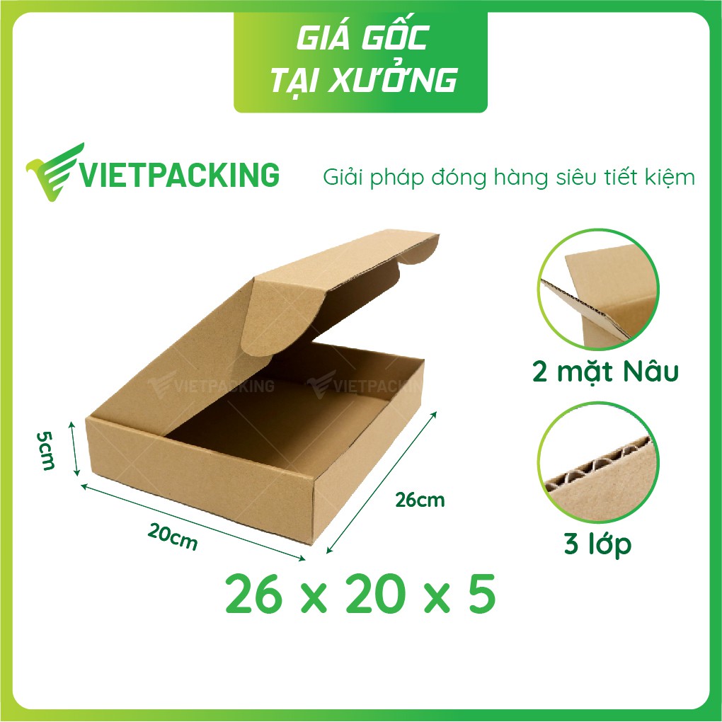 26x20x5 - 25 hộp carton nắp gài hông đựng quần áo siêu sang V154