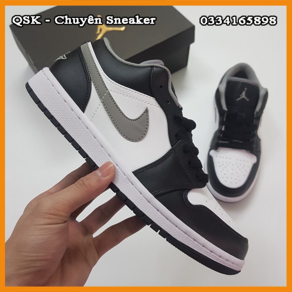 Giày Jordan 1 Low Smoke Grey 3.0 Đen Trắng Cao Cấp Fullbox, Giày thể thao jordan 1 cổ thấp đen trắng da nhăn, lót 2 lớp