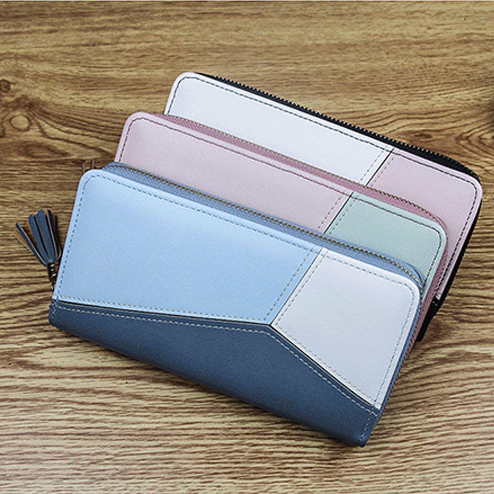 MIHAN1 Ví Da PU Đựng Thẻ Tín Dụng Thiết Kế Hình Học Có Tua Rua Cho Nữ