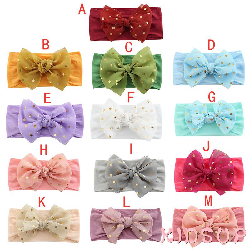 Băng Đô Cài Tóc Thắt Nút Họa Tiết Chấm Bi Thời Trang Cho Bé Gái