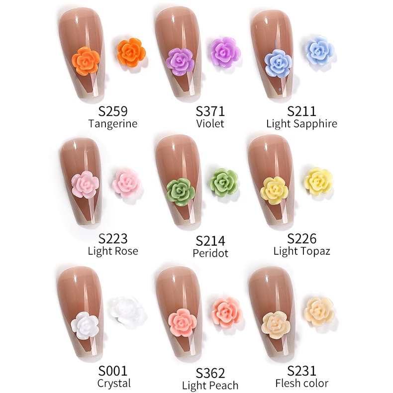 Set 20 Phụ Kiện Trang Trí Móng Tay Hình Hoa Trà 3d