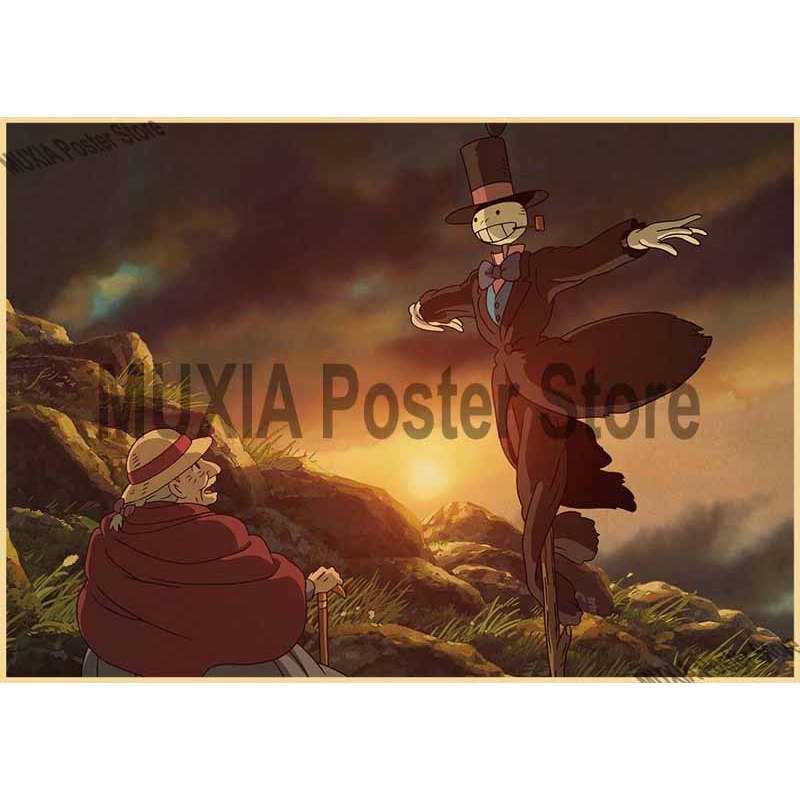 Poster Phim Hoạt Hình Miyazaki Hayao Phong Cách Retro