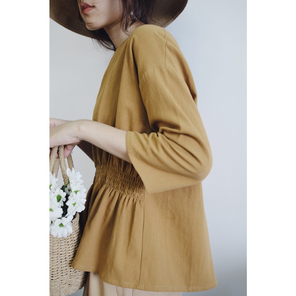 Áo peplum chun eo linen cao cấp