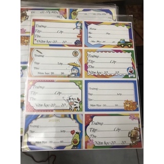 [03324]Nhãn dán vở, dán tập decal Đại Nam (Xấp 5 tờ 40 ô)