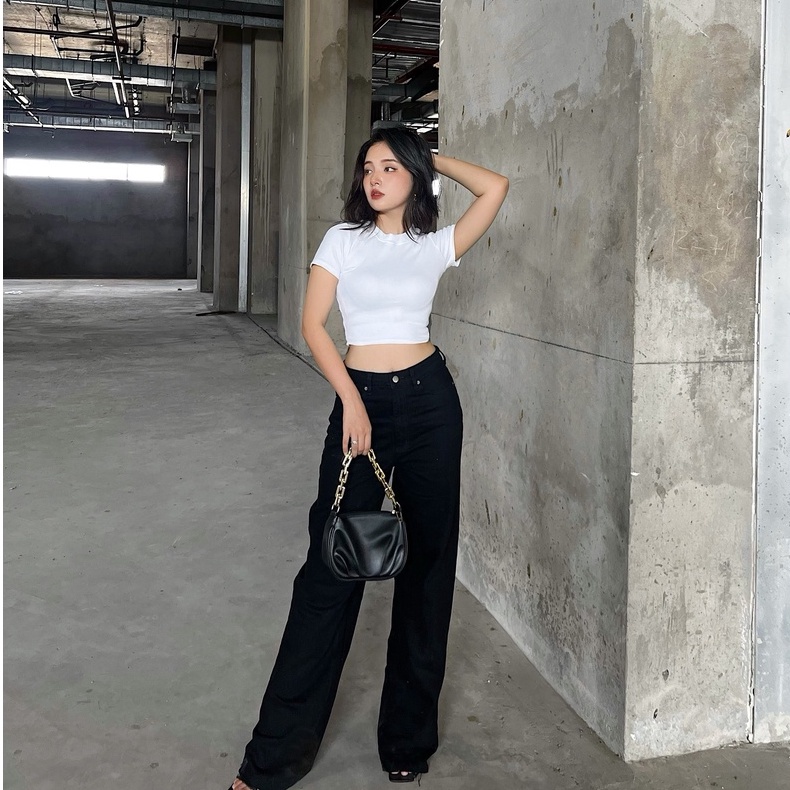 Áo croptop nữ body trơn ngắn tay TOPTIFY chất thun gân form basic AC04 | WebRaoVat - webraovat.net.vn