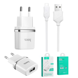 Bộ cáp và cốc sạc Hoco C11 1A - cổng Micro USB (Trắng) - Chính Hãng - Cho các dòng Android