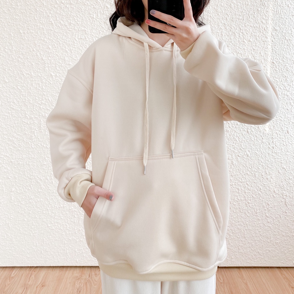 [HÀNG CÓ SẴN] Áo hoodie nữ May Boutique áo nỉ dài tay có mũ oversize trơn basic AHZ21D_110.030 | BigBuy360 - bigbuy360.vn