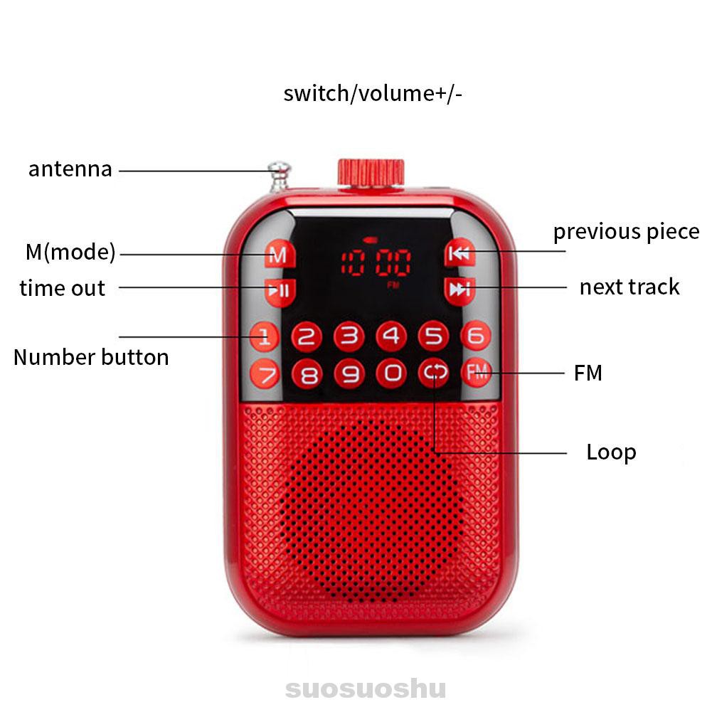 Digital LCD Display Multifunctional Stereo Speaker Mini Portable Receiver Music Player USB Rechargeable TF Card FM Radio