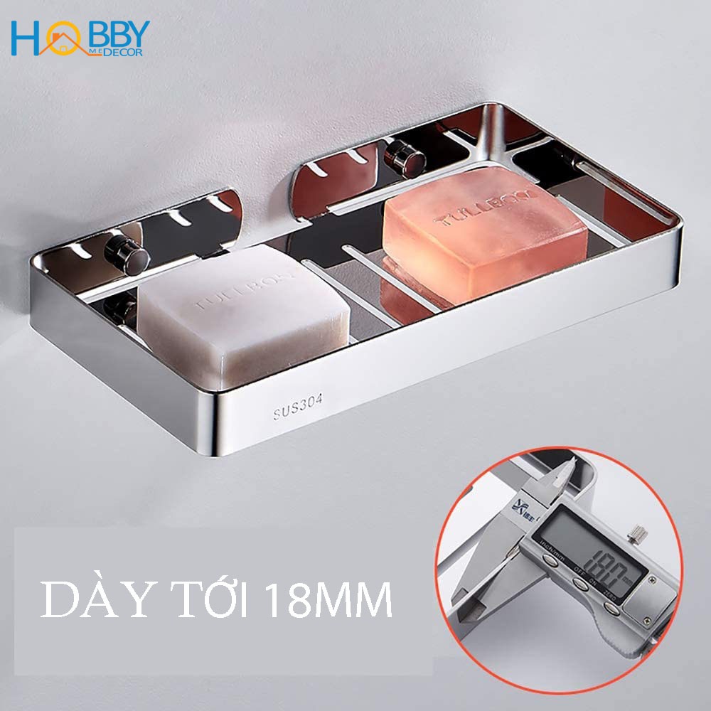 Kệ đựng xà phòng HOBBY Home Decor SB6 Inox 304 dán tường gạch men hoặc khoan tường - loại lớn cao cấp