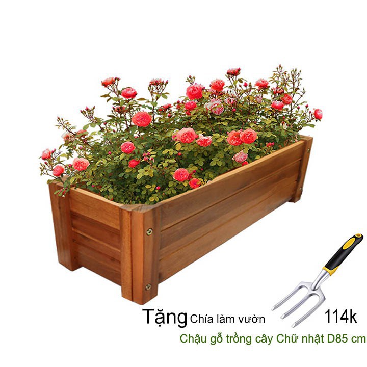 [MIỄN PHÍ VẬN CHUYỂN 25K] Chậu cây đẹp-Chất liệu Gỗ tràm bông vàng-D85xR30xC30cm TẶNG KÈM CHỈA LÀM VƯỜN XÚC ĐẤT KHÔNG GỈ