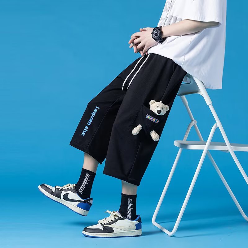 Quần ống rộng In Họa Tiết Hoạt Hình Phong Cách Hàn Quốc Thời Trang Cho Nam Size S-3XL