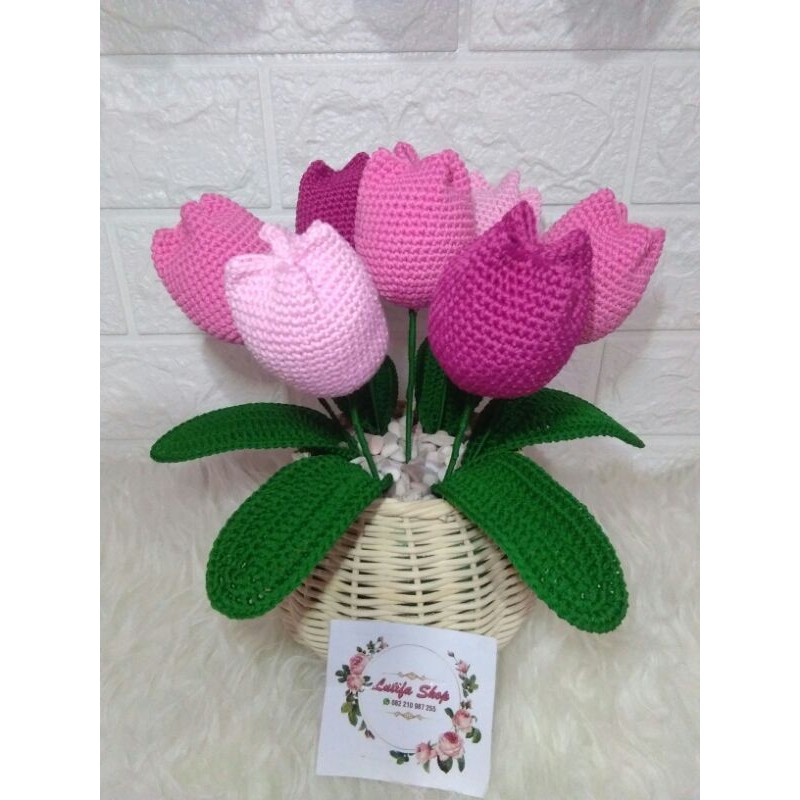 Bộ Dụng Cụ Đan Len Hình Hoa Tulip Xinh Xắn