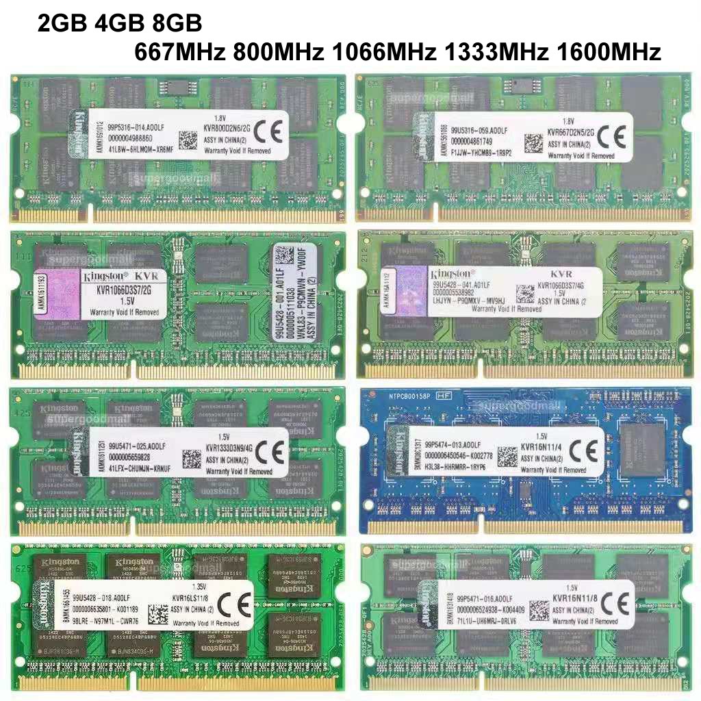 2GB 4GB 8GB PC2 PC3 DDR2 DDR3 667MHz 800MHz 1066Mhz 1333Mhz 1600Mhz 204Pin SODIMM Laptop Memory RAM