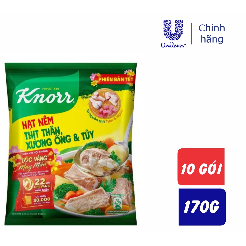 [COMBO 10 GÓI] Hạt Nêm Knorr phiên bản tết 10 gói trọng lượng 170g Thịt Thăn, Xương Ống và Tủy Bổ Sung Vitamin A
