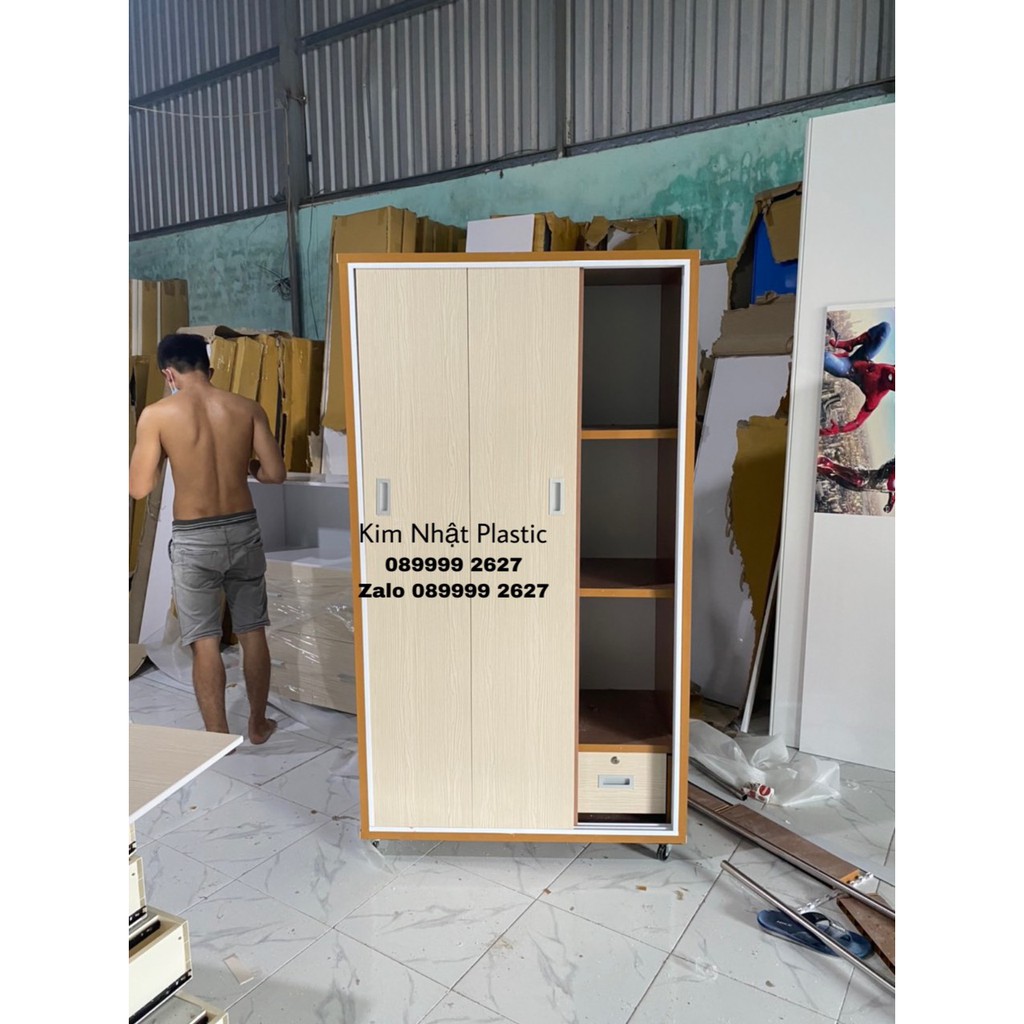 Tủ quần áo 3 cánh lùa ngang 1m nhựa Đài Loan đẹp FREESHIP