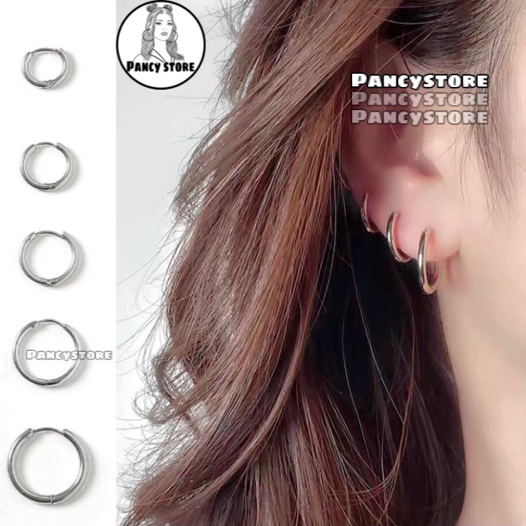 bông tai khuyên tai tròn vòng trơn dày 2mm