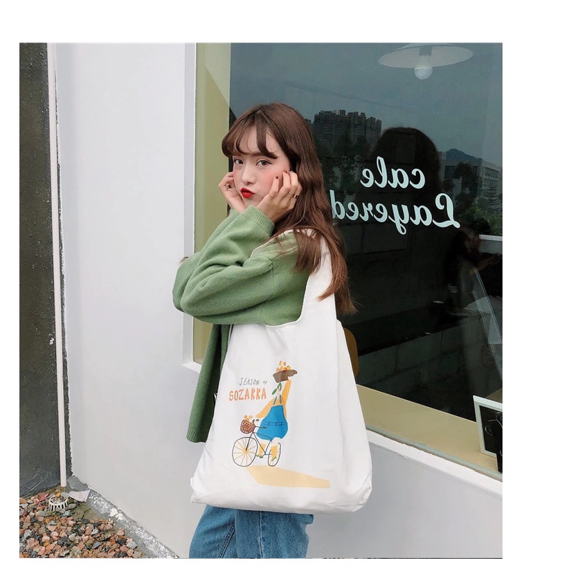 Túi Tote Vải Canvas Đựng Đồ Đi Học, Đi chơi, Phong Cách Ulzzang Giá Rẻ