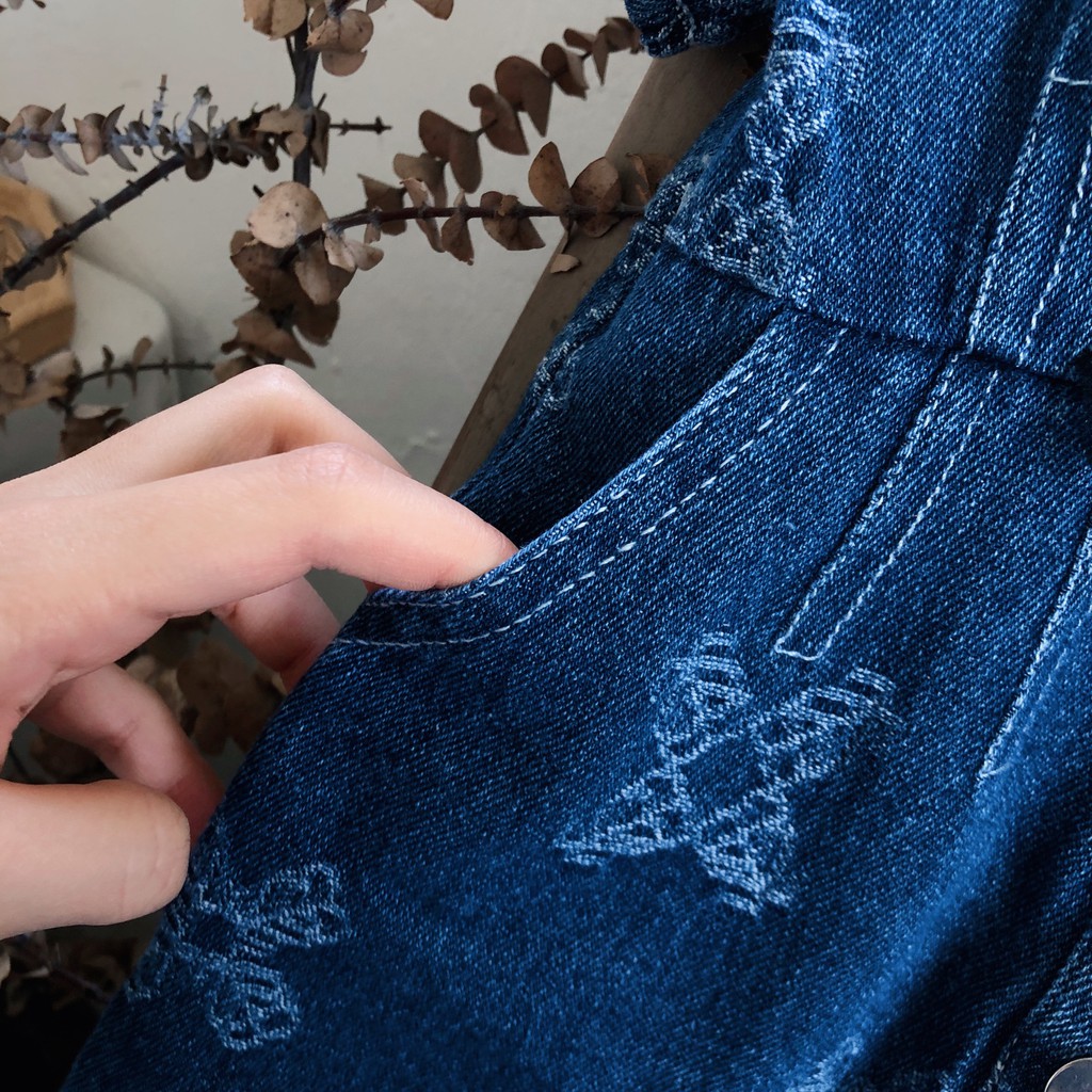 Đầm Denim Cổ Ren Kiểu Hàn Quốc Dễ Thương Cho Bé Gái 2021