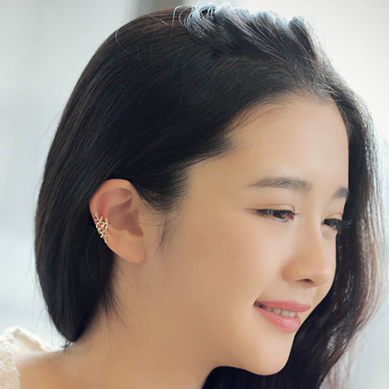 Bông tai kẹp hình cành cây cổ điển không cần xỏ lỗ