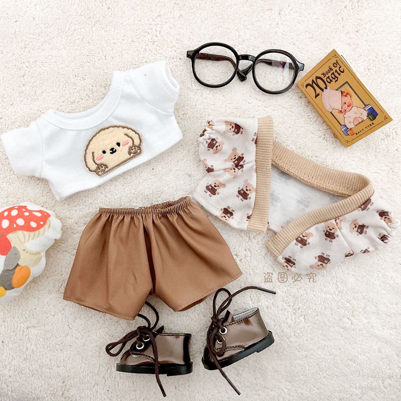 Spot 20cm baby clothes boyfriend style bear jacket three-piece set of 20cm cotton dolls change accessories