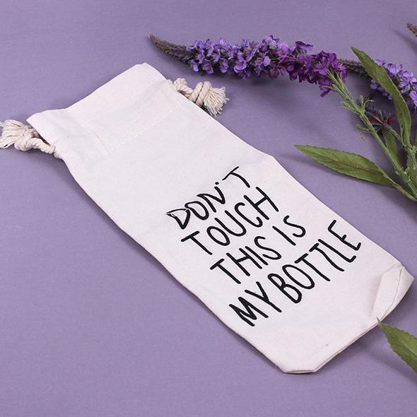 Túi Vải Canvas In Chữ Dây Rút Dùng Đựng Bình Nước 500ml - 600ml - 1000ml